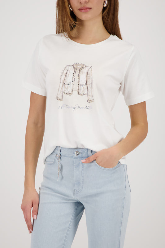 Monari Off-White Print/Diamante T-Shirt