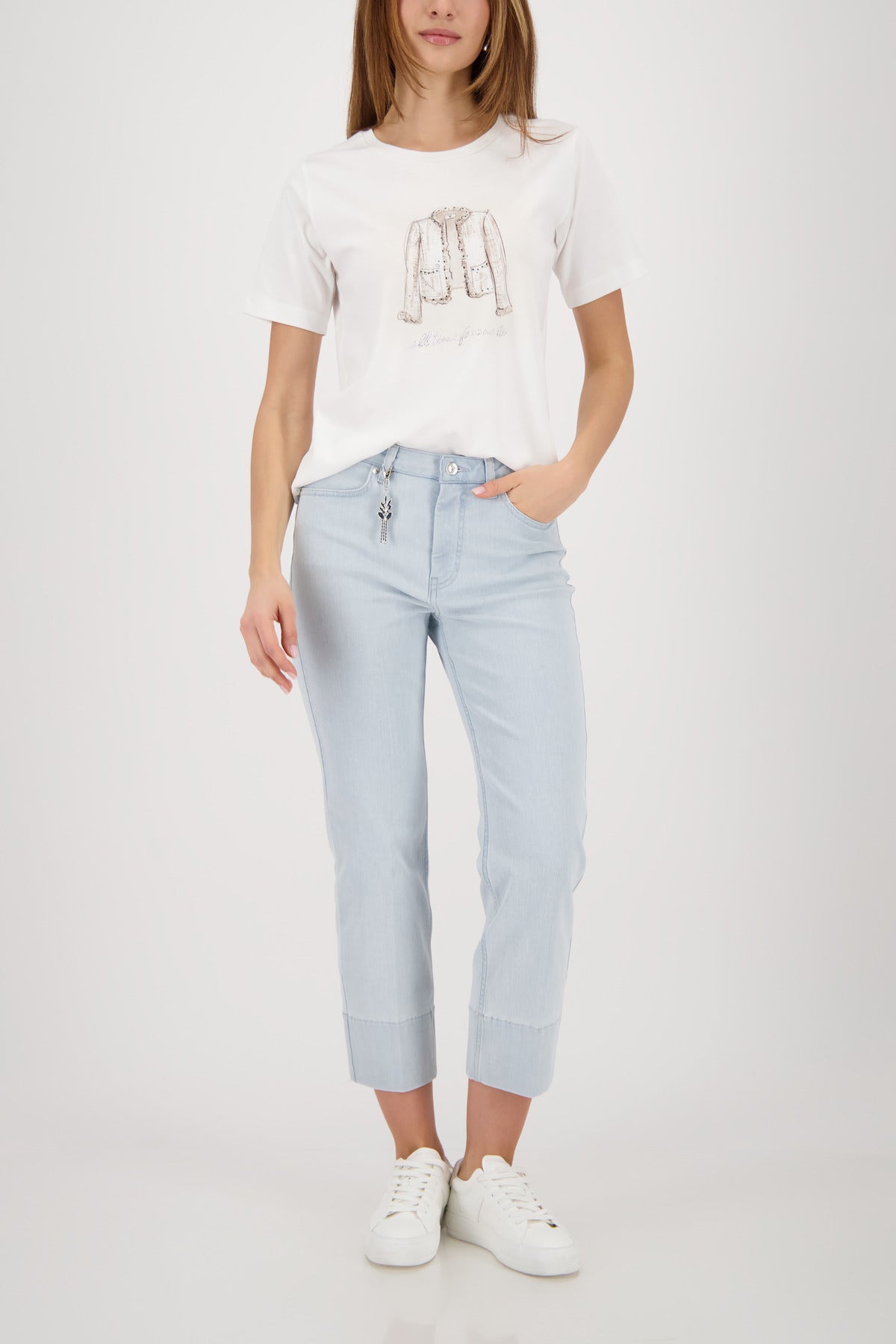 Monari Off-White Print/Diamante T-Shirt