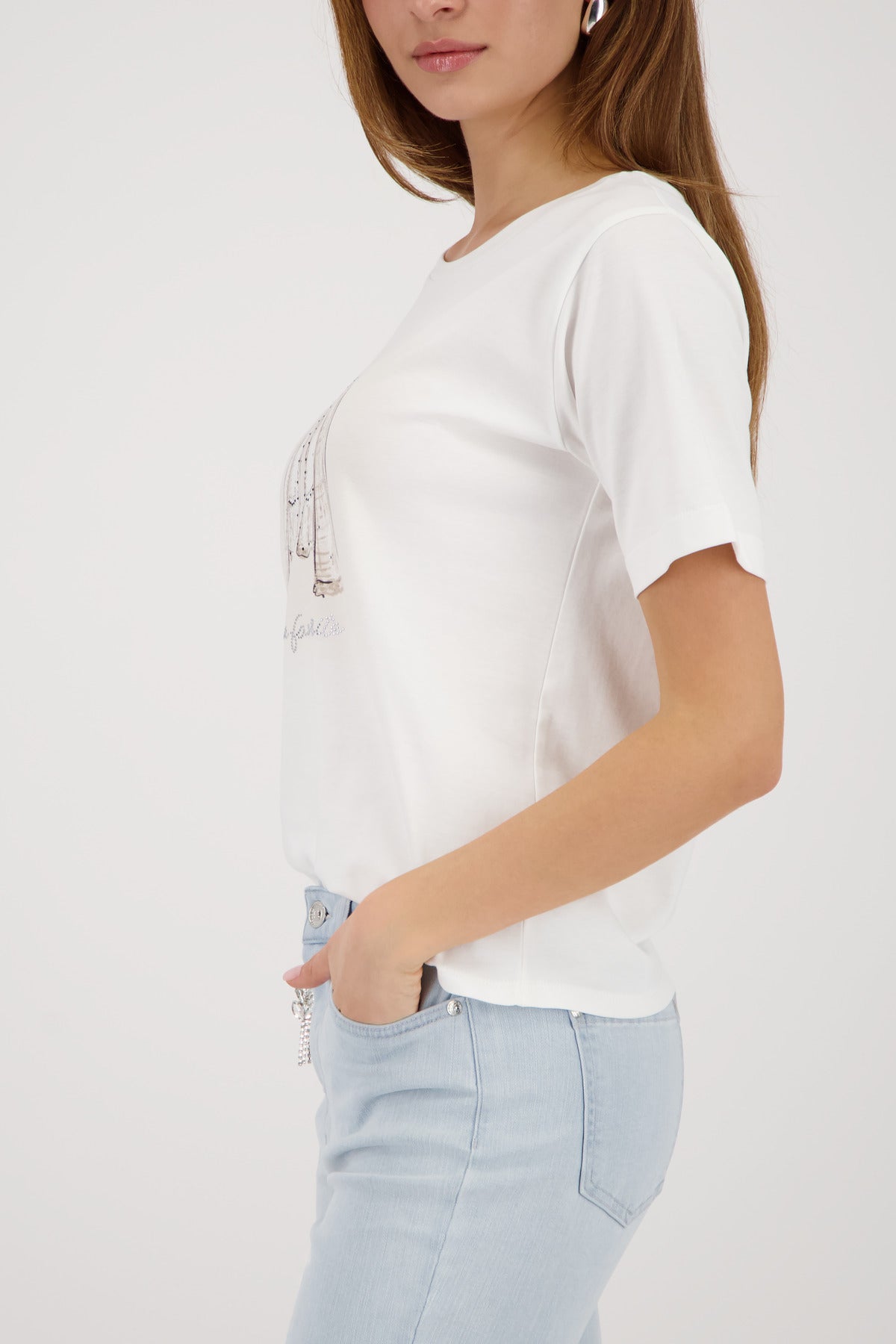 Monari Off-White Print/Diamante T-Shirt