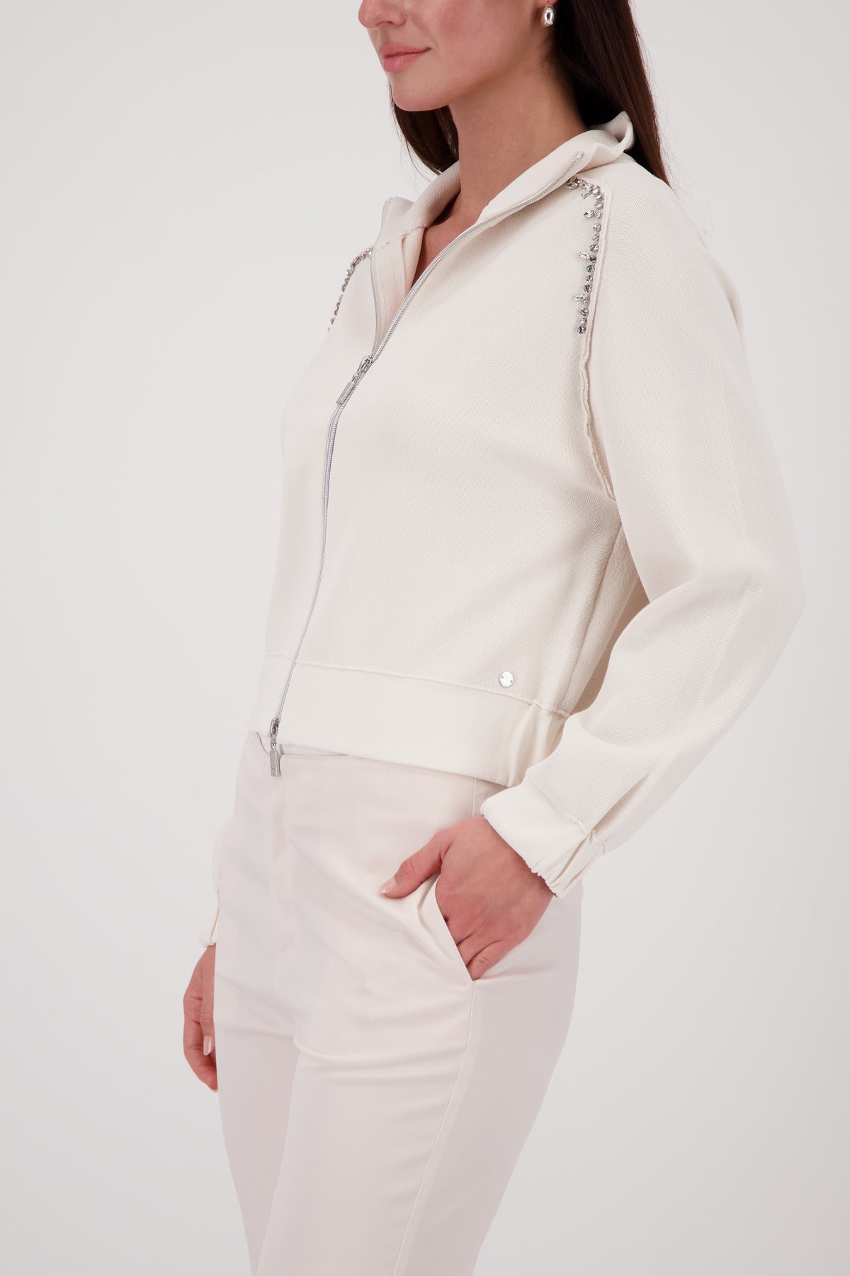 Monari Champagne Beige Jewelled Cardigan