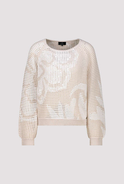 Monari Champagne Beige Pattern Sequin Jumper