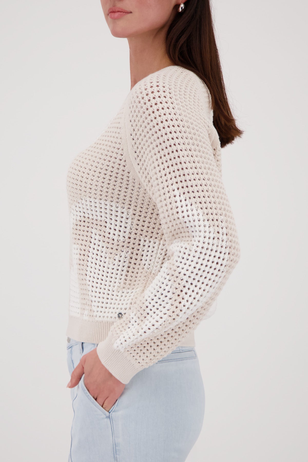 Monari Champagne Beige Pattern Sequin Jumper