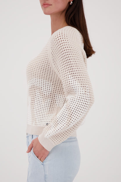 Monari Champagne Beige Pattern Sequin Jumper