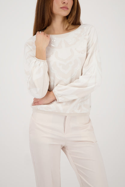 Monari Champagne Beige Jacquard Jumper