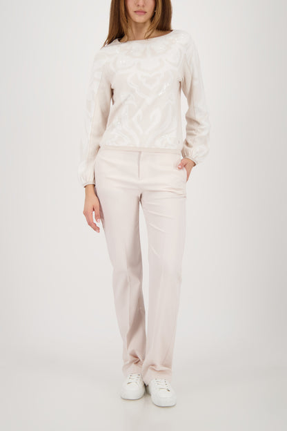 Monari Champagne Beige Jacquard Jumper