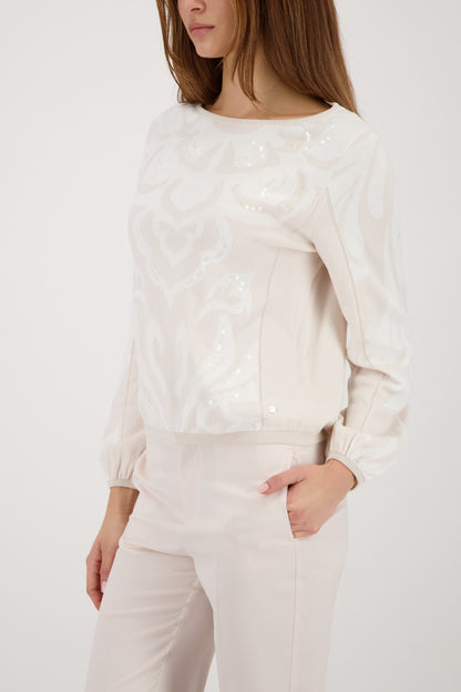 Monari Champagne Beige Jacquard Jumper