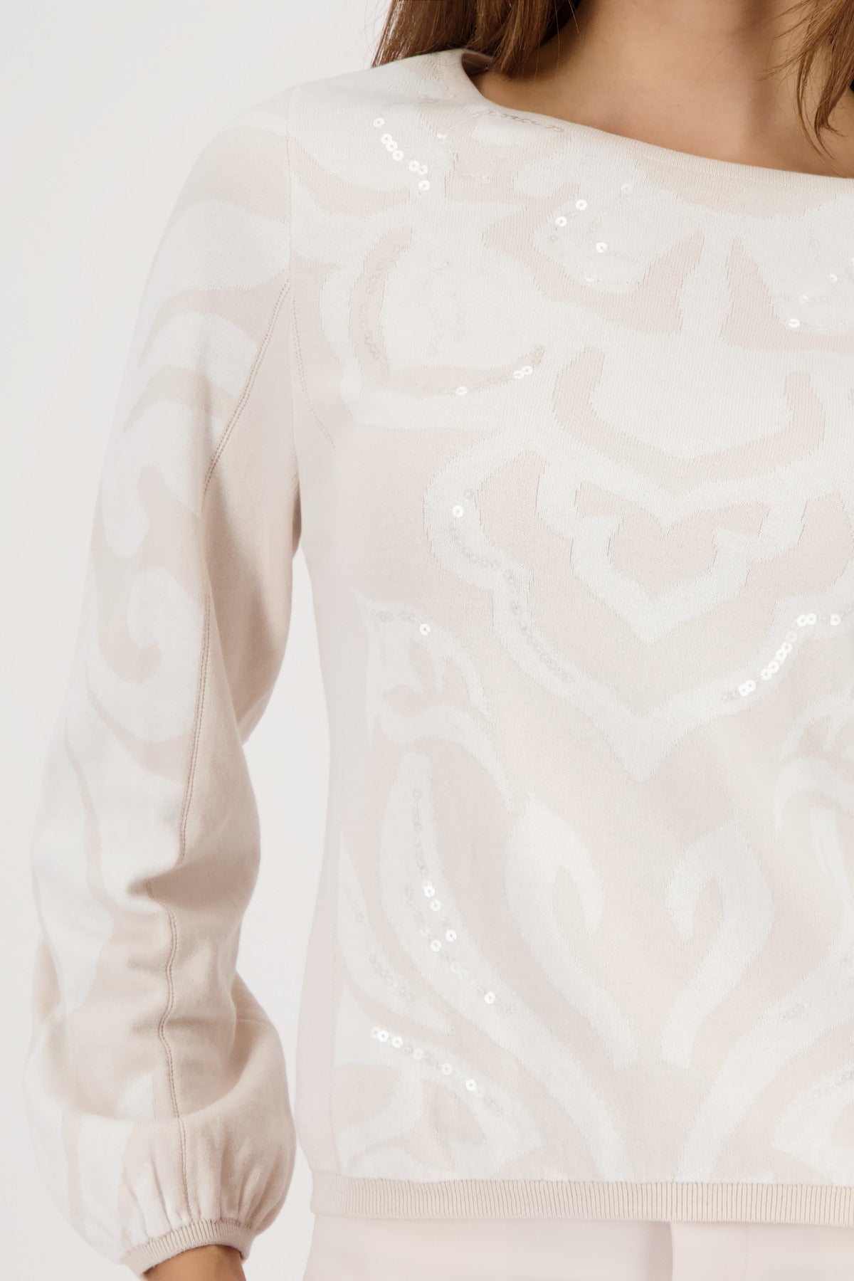 Monari Champagne Beige Jacquard Jumper