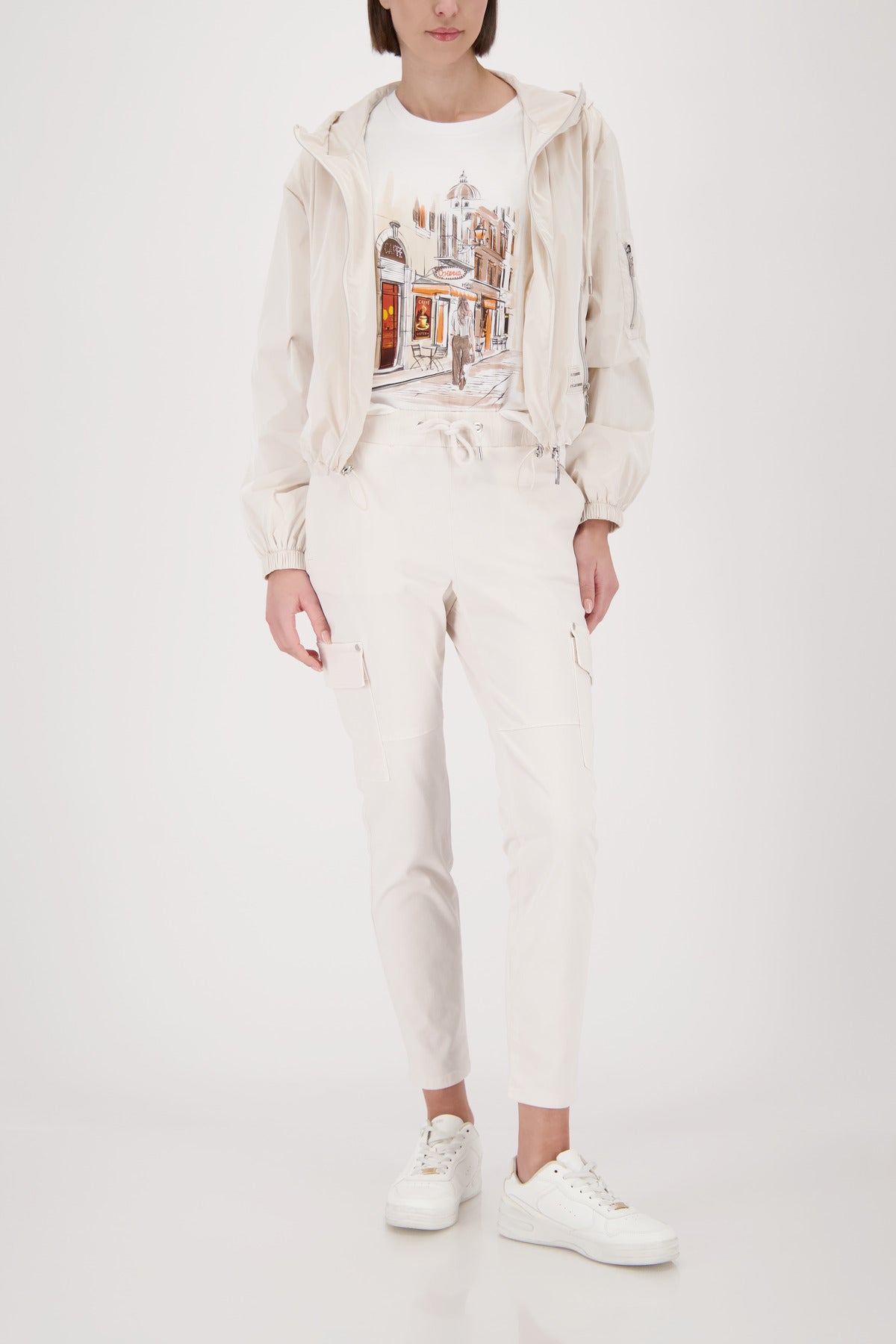 Monari Champagne Beige Hooded Shell Jacket