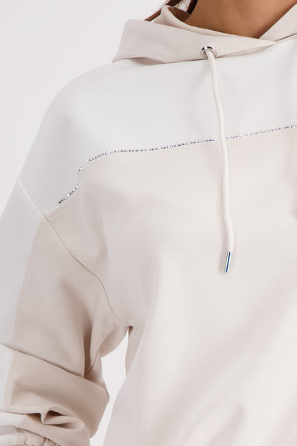 Monari Champagne Beige Diamante Hoodie