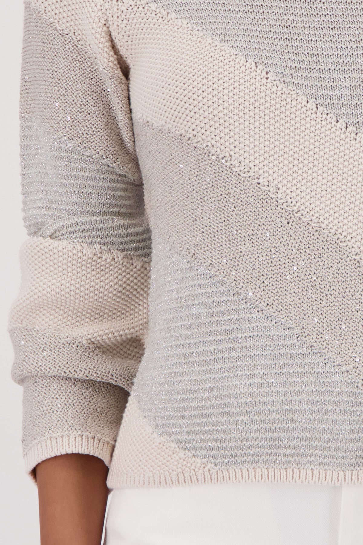 Monari Champagne Beige Diagonal Stripe Jumper