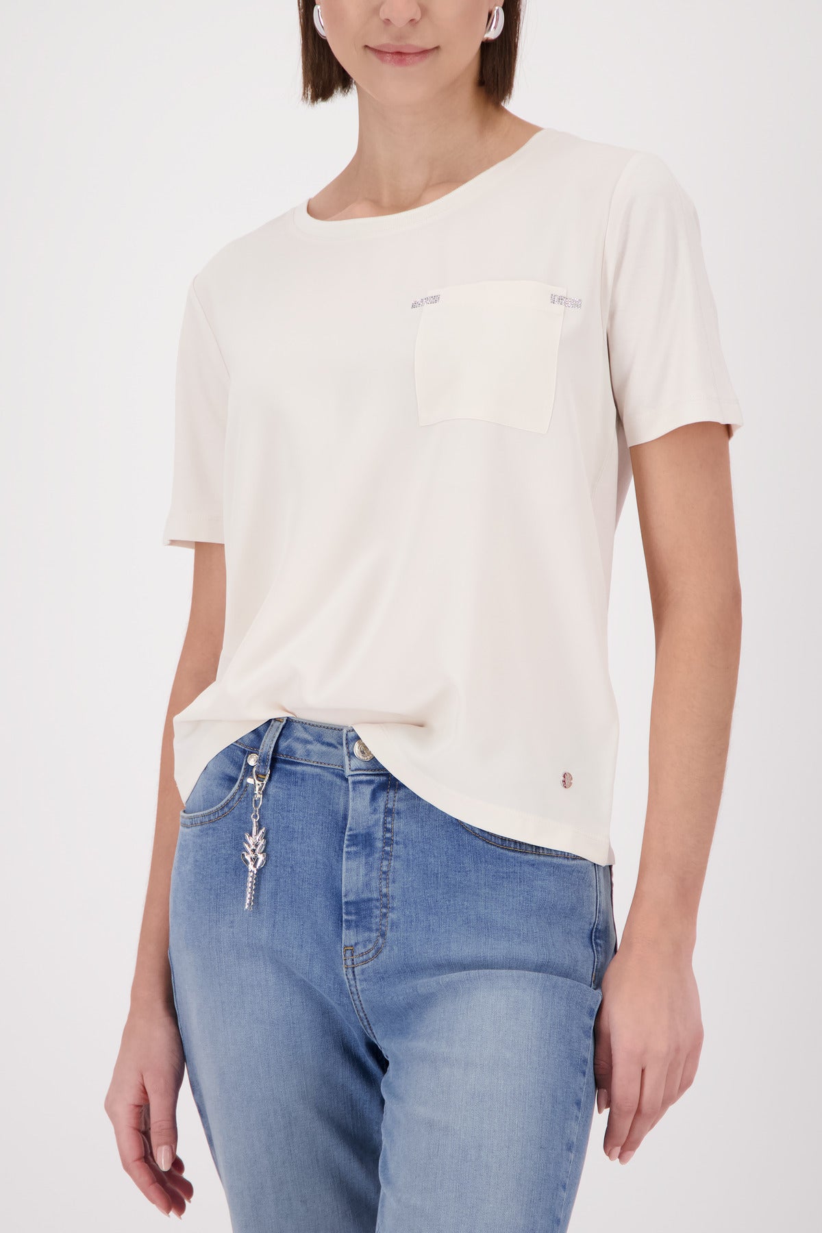 Monari Champagne Beige Pocket Rhinestone Top