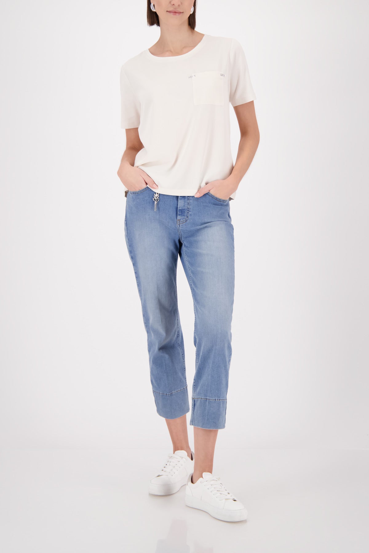 Monari Champagne Beige Pocket Rhinestone Top