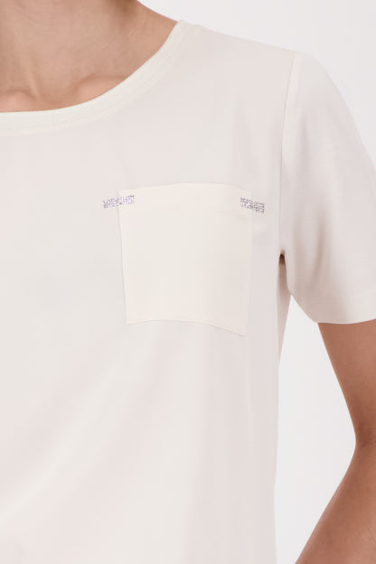 Monari Champagne Beige Pocket Rhinestone Top