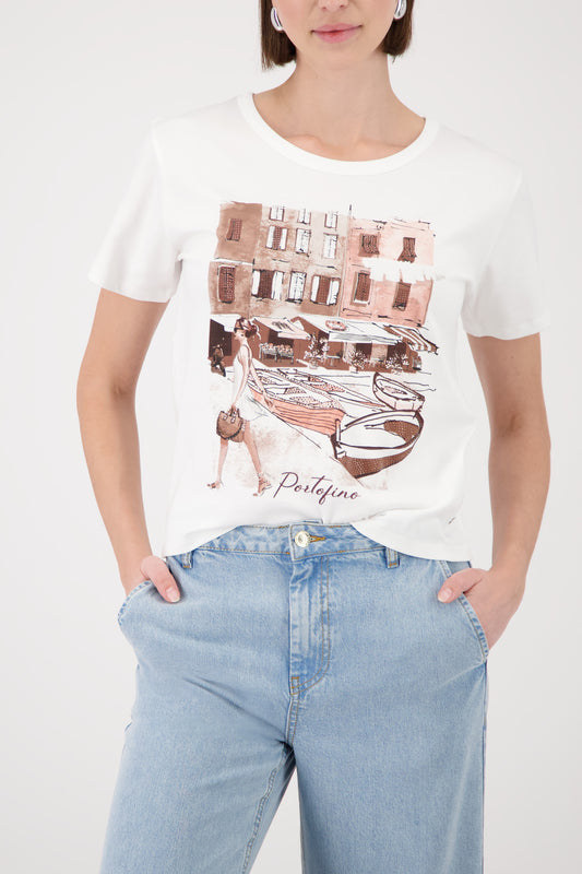Monari Cream City Print T-Shirt