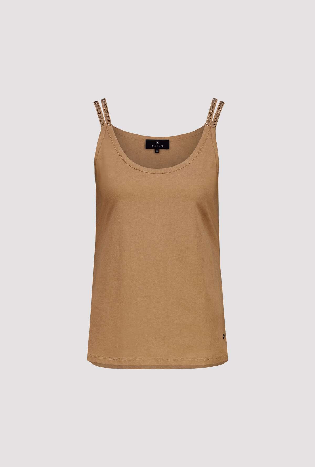 Monari Mocca Top with Sequin Straps