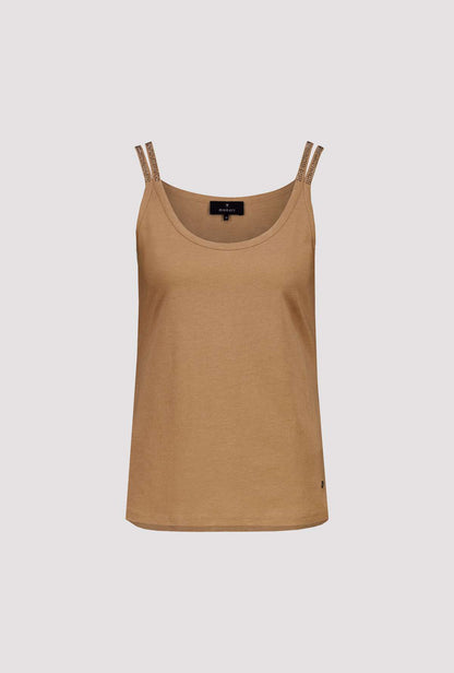 Monari Mocca Top with Sequin Straps