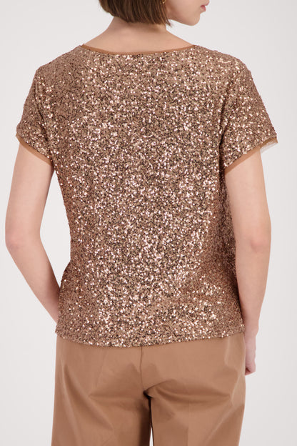 Monari Mocca Sequin T-Shirt