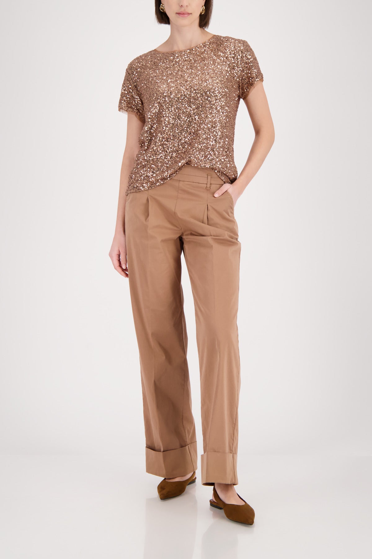 Monari Mocca Sequin T-Shirt
