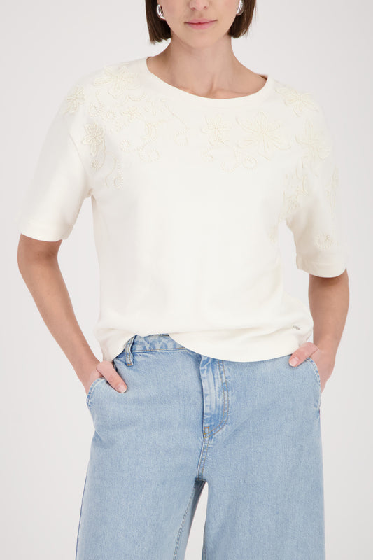 Monari Marble Floral Embroidery SS Sweatshirt