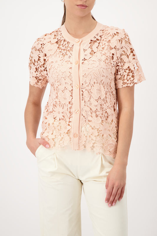 Monari Summer Peach Lace SS Cardigan
