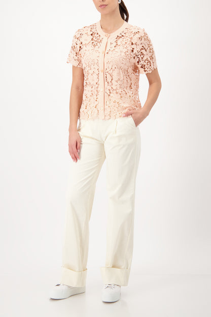 Monari Summer Peach Lace SS Cardigan