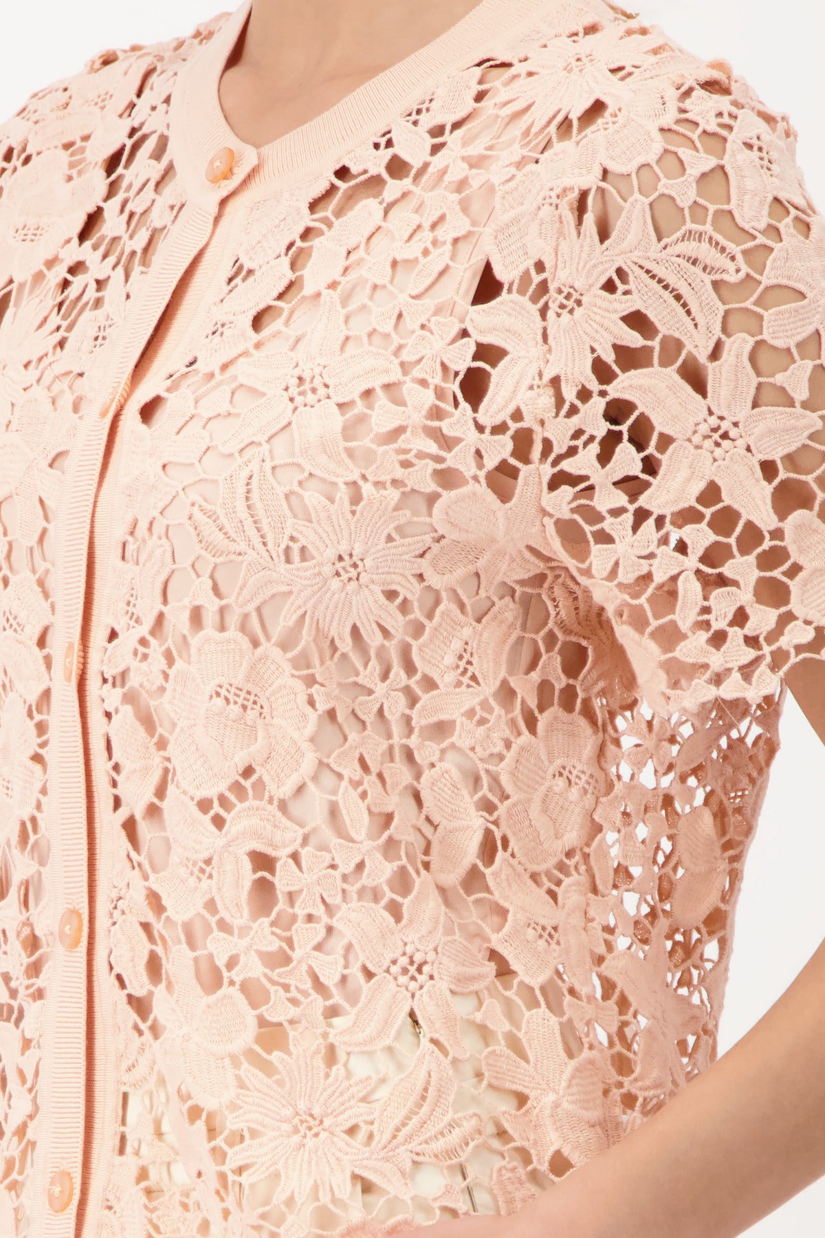 Monari Summer Peach Lace SS Cardigan