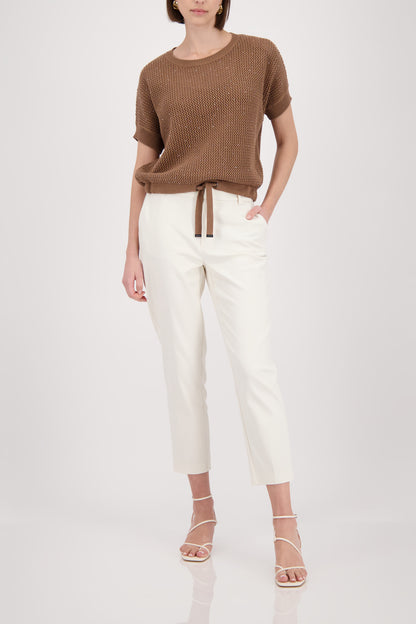 Monari Mocca Rhinestone/Drawstring SS Jumper