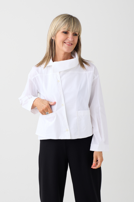 Ozai n Ku White Asymmetric Shirt 005