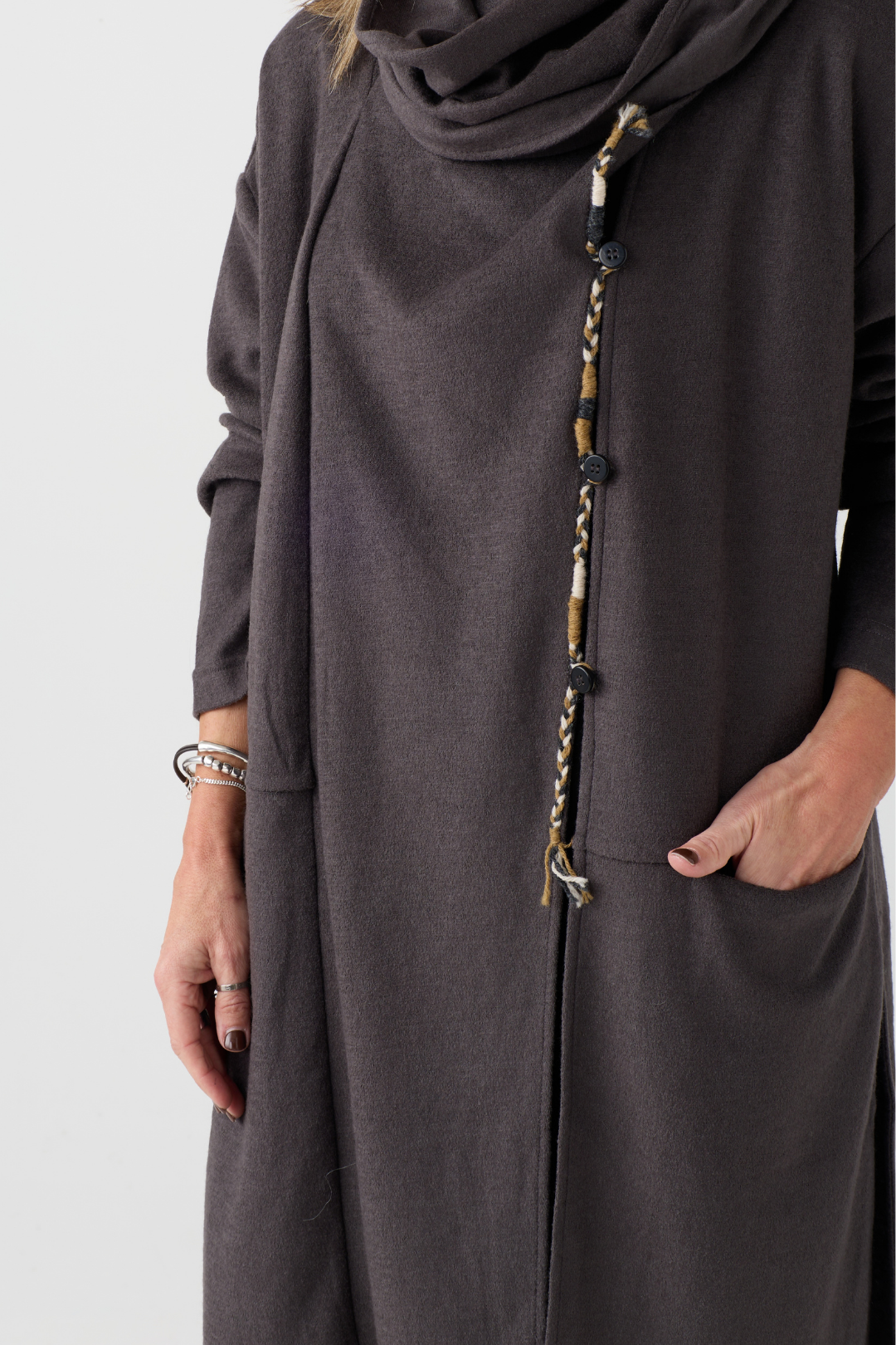 el2 Dark Grey Long Cardigan 5033