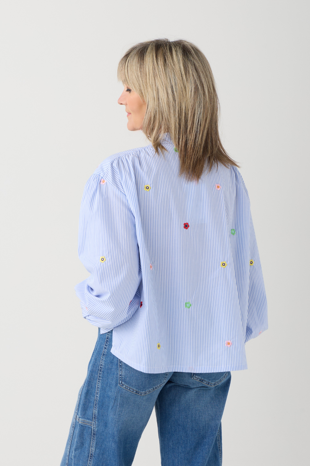 TSP White/Blue Stripe Flower Shirt