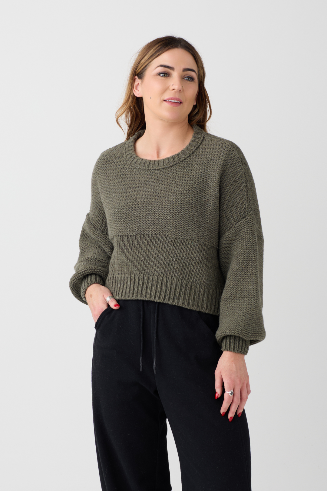 Lurdes Bergada Khaki Cropped Jumper