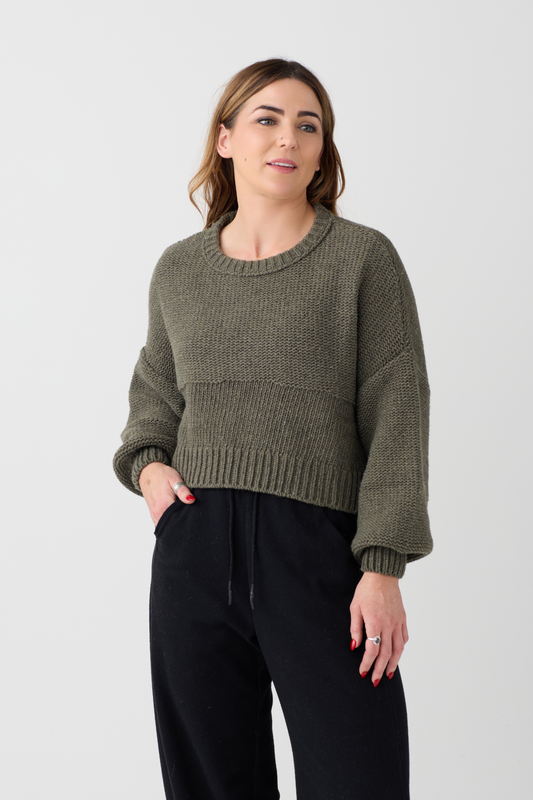 Lurdes Bergada Khaki Cropped Jumper