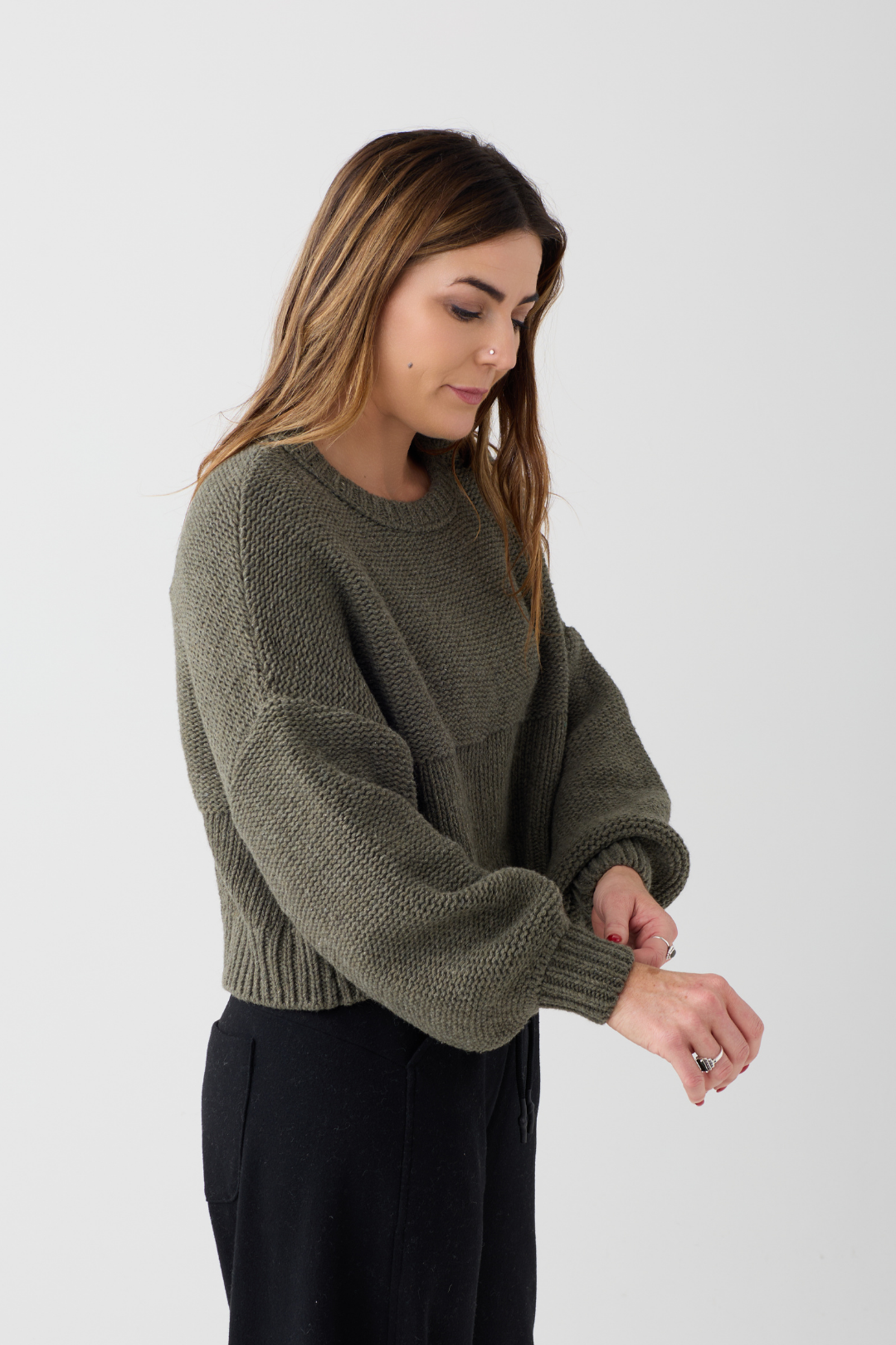 Lurdes Bergada Khaki Cropped Jumper