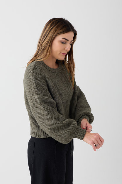 Lurdes Bergada Khaki Cropped Jumper