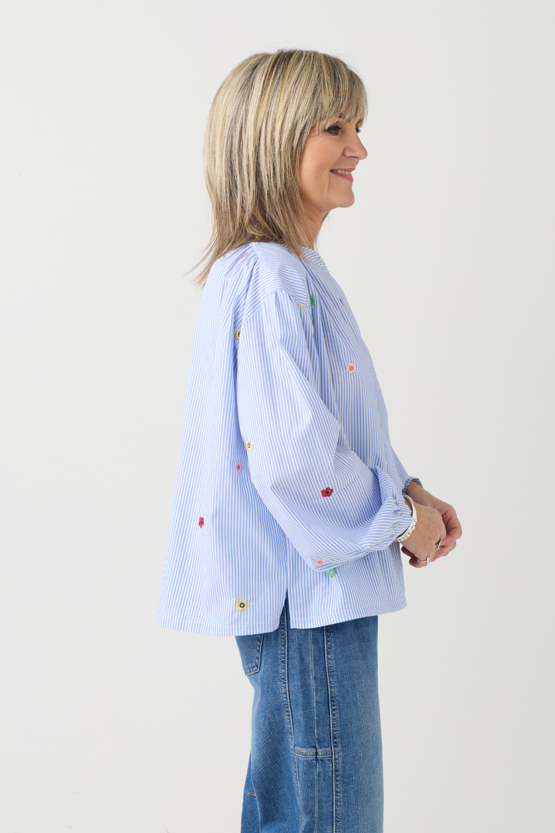 TSP White/Blue Stripe Flower Shirt