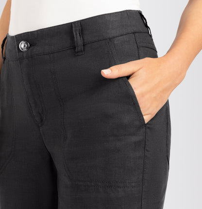 Mac Nora Black Linen Cropped Trouser