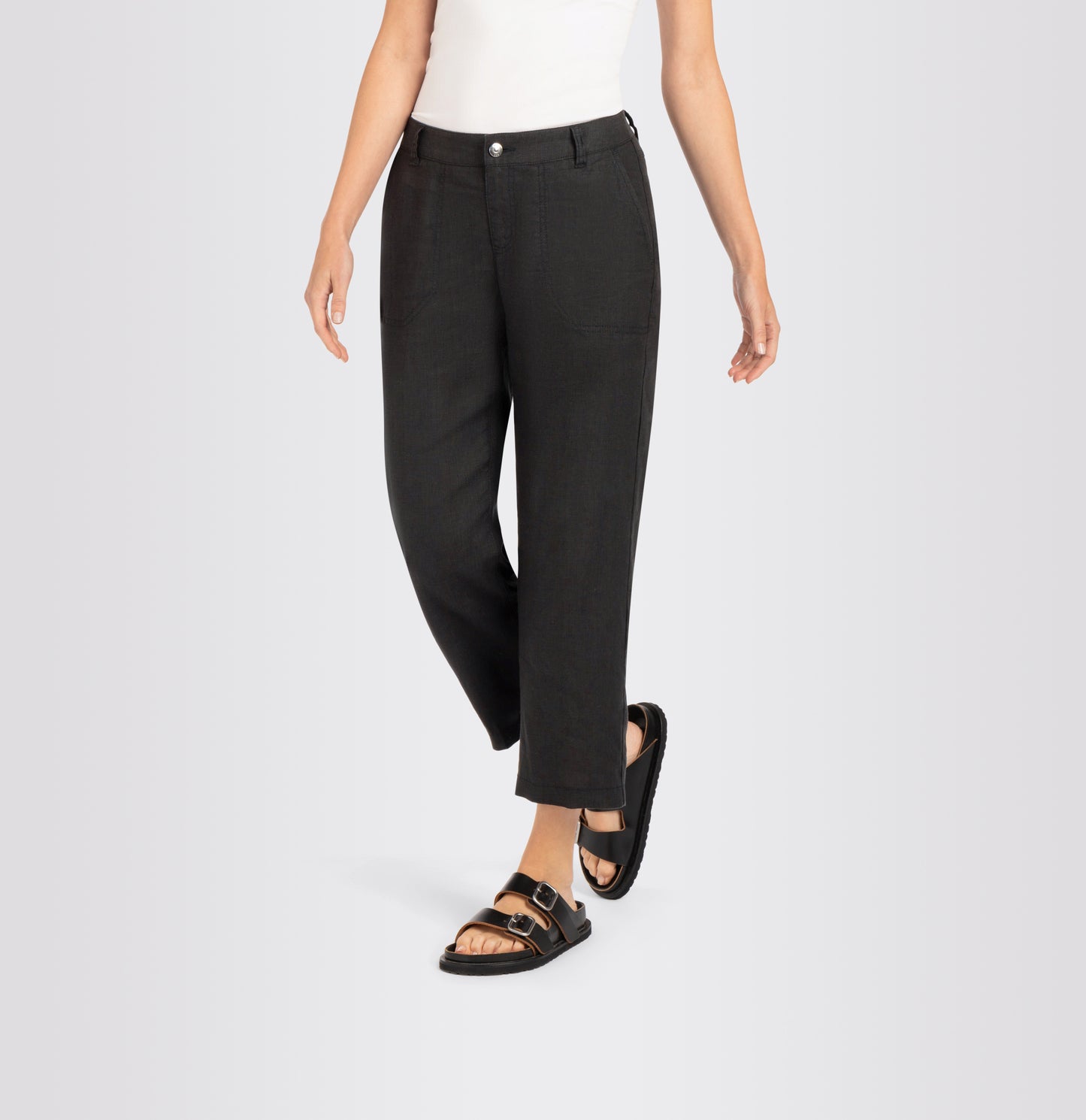 Mac Nora Black Linen Cropped Trouser