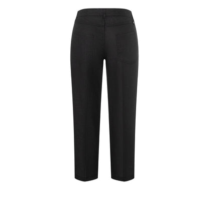 Mac Nora Black Linen Cropped Trouser
