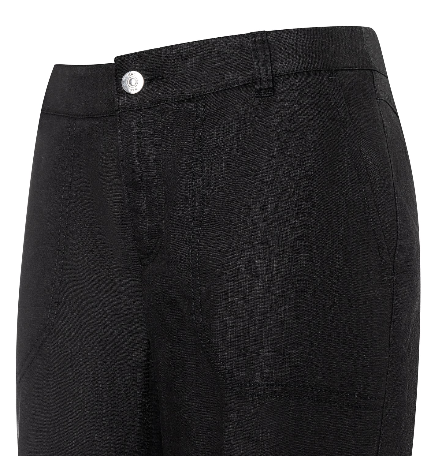 Mac Nora Black Linen Cropped Trouser