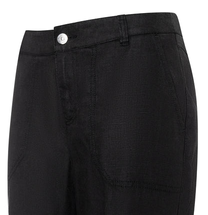 Mac Nora Black Linen Cropped Trouser