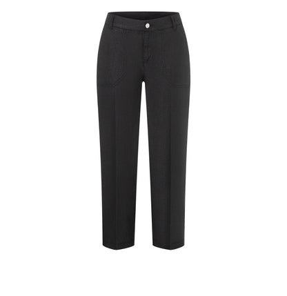 Mac Nora Black Linen Cropped Trouser