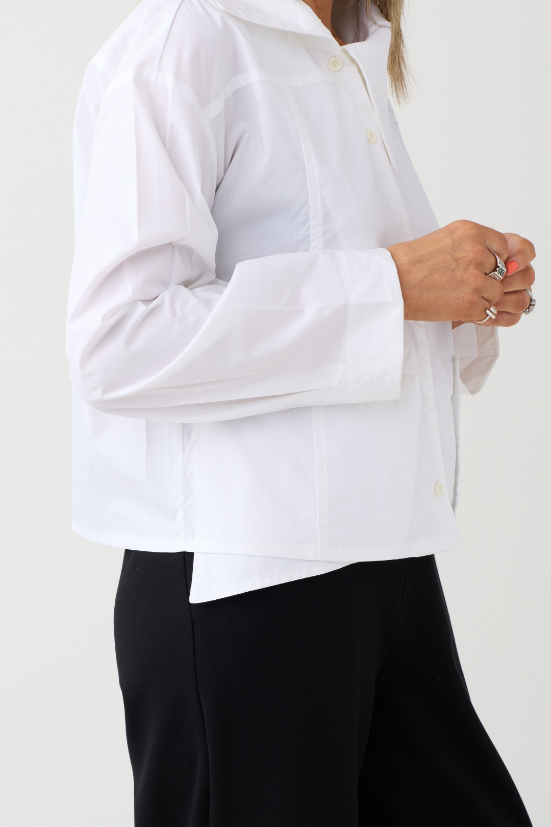 Ozai n Ku White Asymmetric Shirt 005