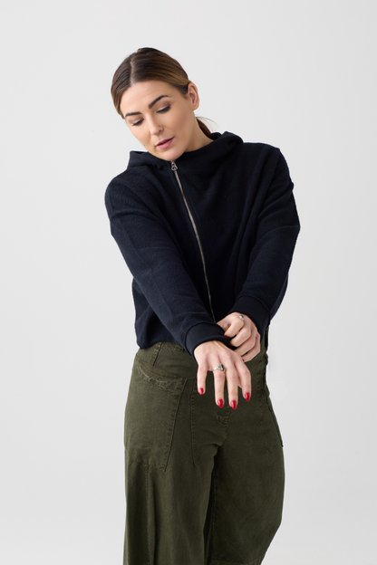 Lurdes Bergada Black Hooded Cardigan