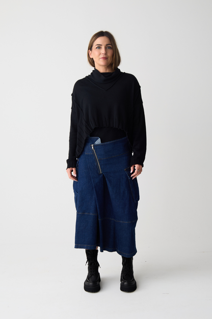 Lurdes Bergada Blue Asymmetric Midi Skirt