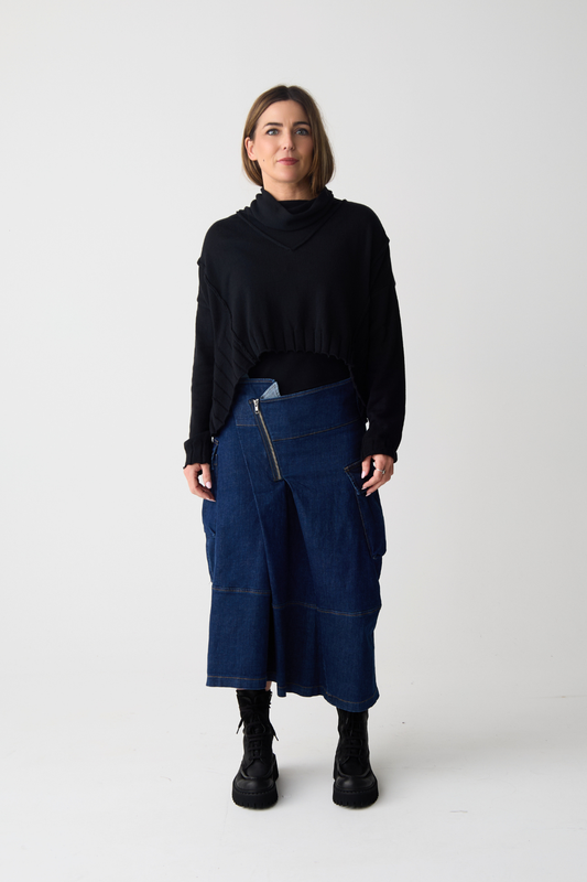 Lurdes Bergada Blue Asymmetric Midi Skirt