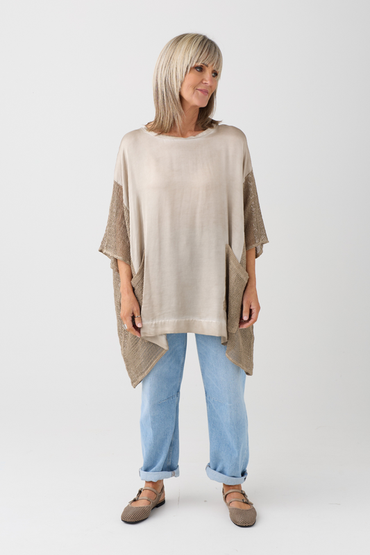 Sanctamuerte Sand Shell/Mesh Maxi Top S298