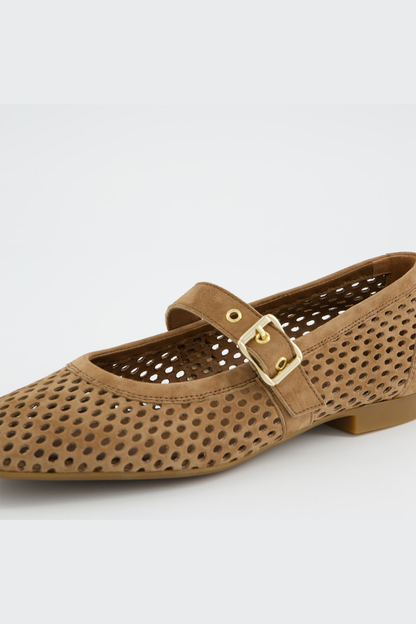 Paul Green Brown/Gold Samtziege Ballerina Shoe
