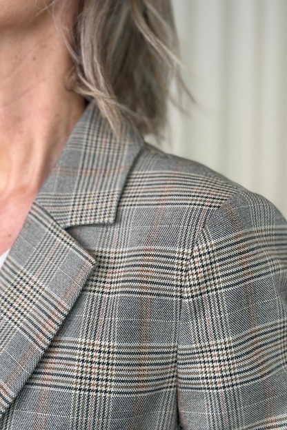 Oui Stone / Grey Check Blazer