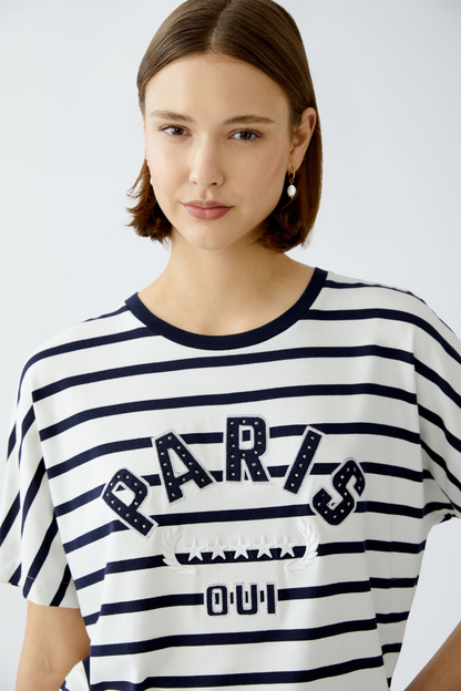 Oui White/Blue Paris T-Shirt