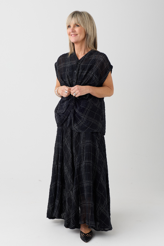 el2 Black/White Check Skirt 7040